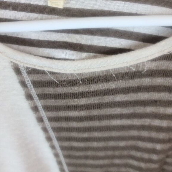 Mystree Jersey style top. Half brown stripe/ Beige - Picture 3 of 5